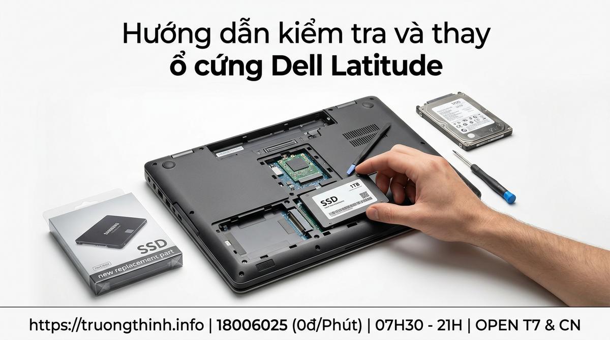 Hướng dẫn kiểm tra và thay ổ cứng Dell Latitude