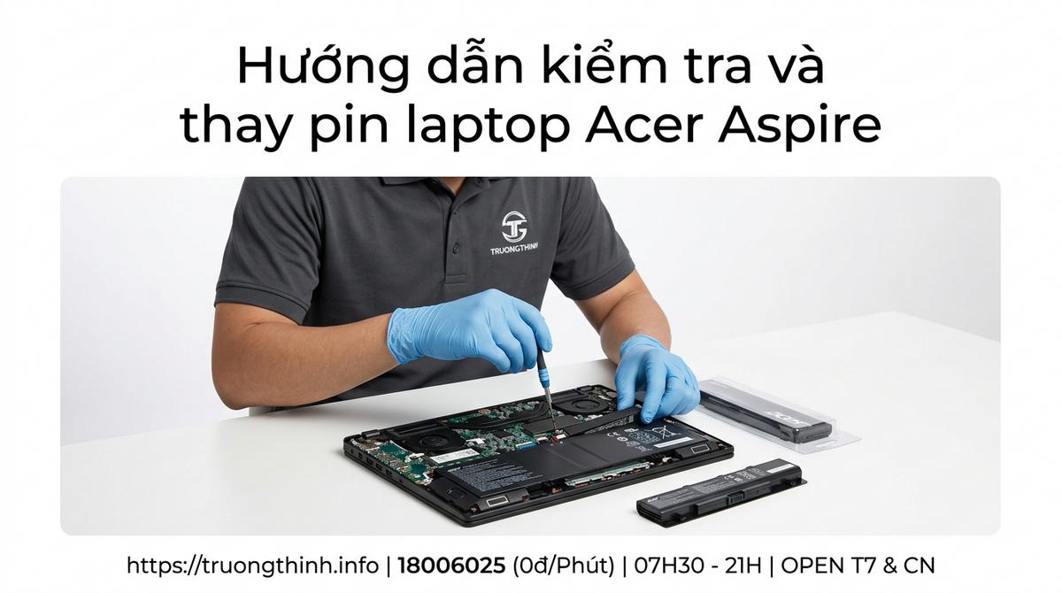 Hướng dẫn kiểm tra và thay pin laptop Acer Aspire