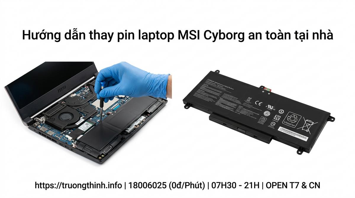 Hướng dẫn thay pin laptop MSI Cyborg an toàn tại nhà