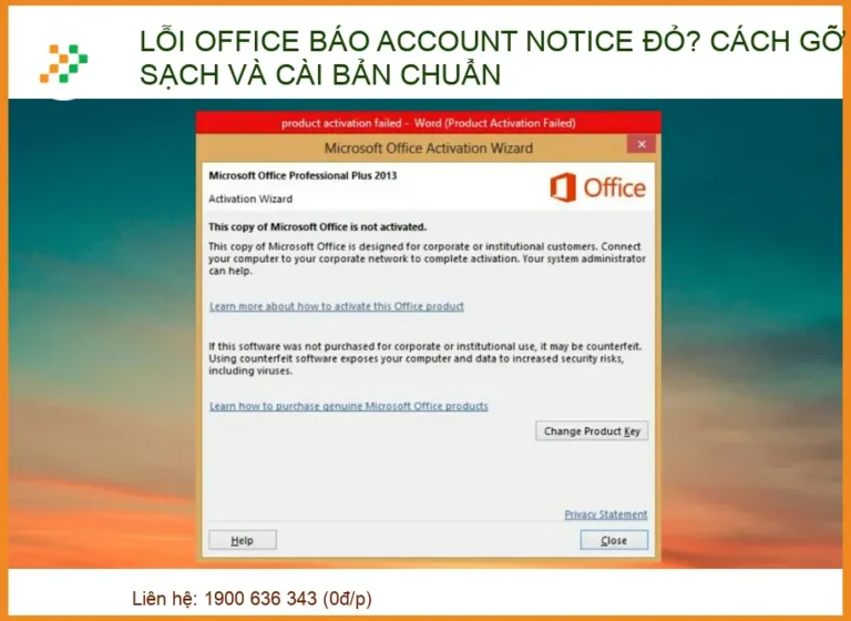 Lỗi Office báo Account Notice đỏ: Cách gỡ sạch và cài bản chuẩn 2026