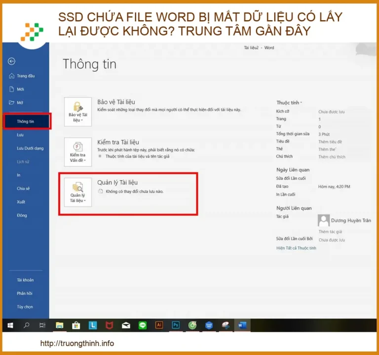 SSD chứa file Word bị mất dữ liệu có lấy lại được không? Trung tâm sửa chữa uy tín gần đây