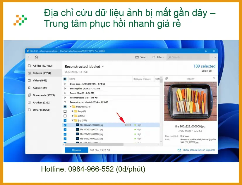 Khôi Phục Dữ Liệu ảnh bị mất gần đây - Trung tâm cứu dữ liệu uy tín TPHCM
