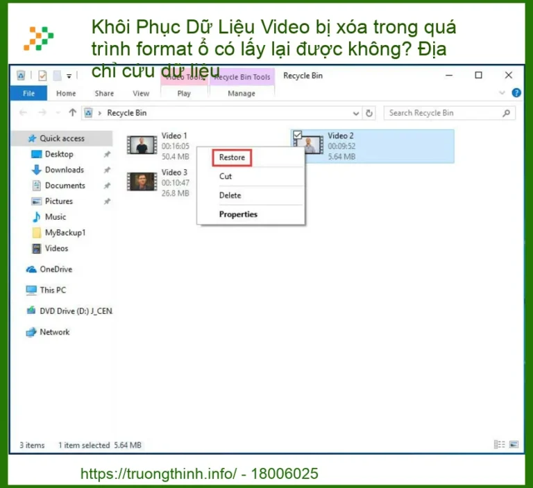 Khôi phục dữ liệu video bị xóa trong quá trình format ổ cứng có lấy lại được không? - Địa chỉ cứu dữ liệu uy tín, tận tâm