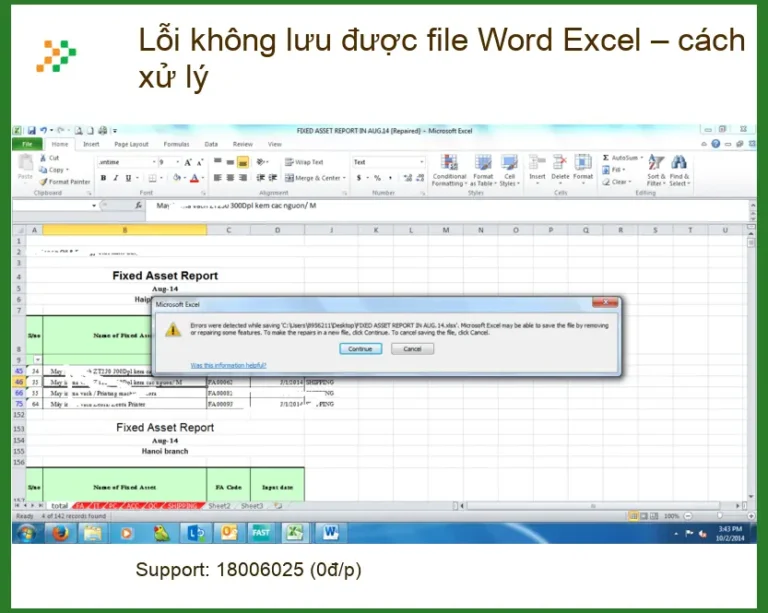 Văn phòng Lỗi không lưu được file Word Excel – Trung tâm hỗ trợ TPHCM