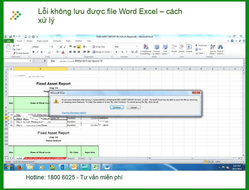Văn phòng Lỗi không lưu được file Word Excel – Địa chỉ hỗ trợ TPHCM