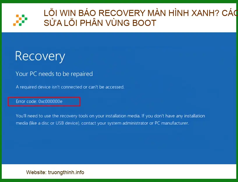Lỗi Win báo Recovery màn hình xanh: Nguyên nhân và cách khắc phục triệt để 2026