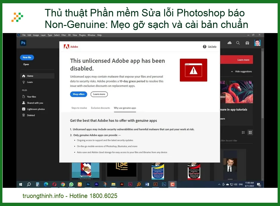 Thủ thuật Phần mềm Sửa lỗi Photoshop báo Non-Genuine: Mẹo gỡ sạch và cài bản chuẩn