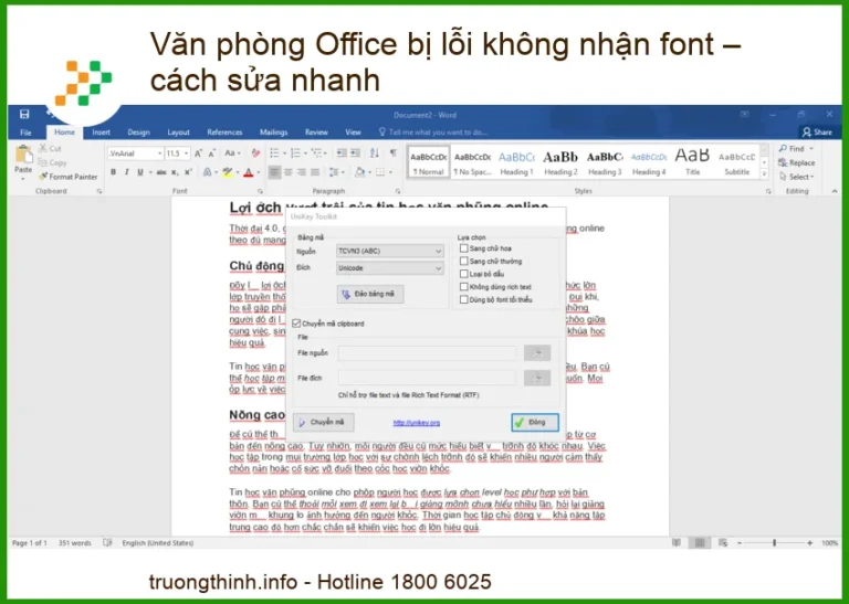Văn phòng Office bị lỗi không nhận font – Cách sửa nhanh và hiệu quả nhất!