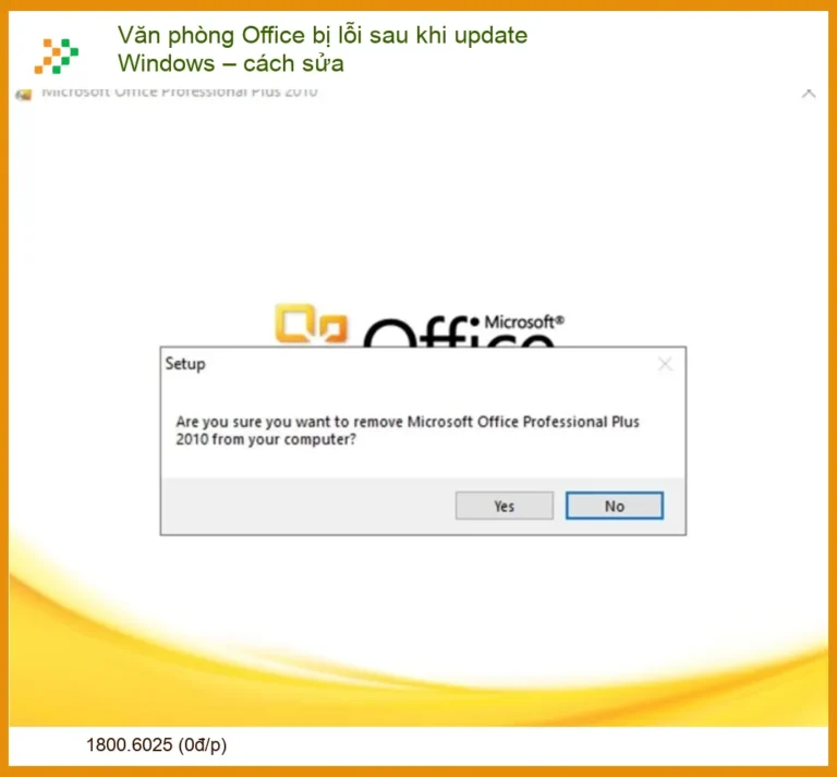 Văn phòng Office bị lỗi sau khi update Windows – Cách sửa triệt để từ A-Z