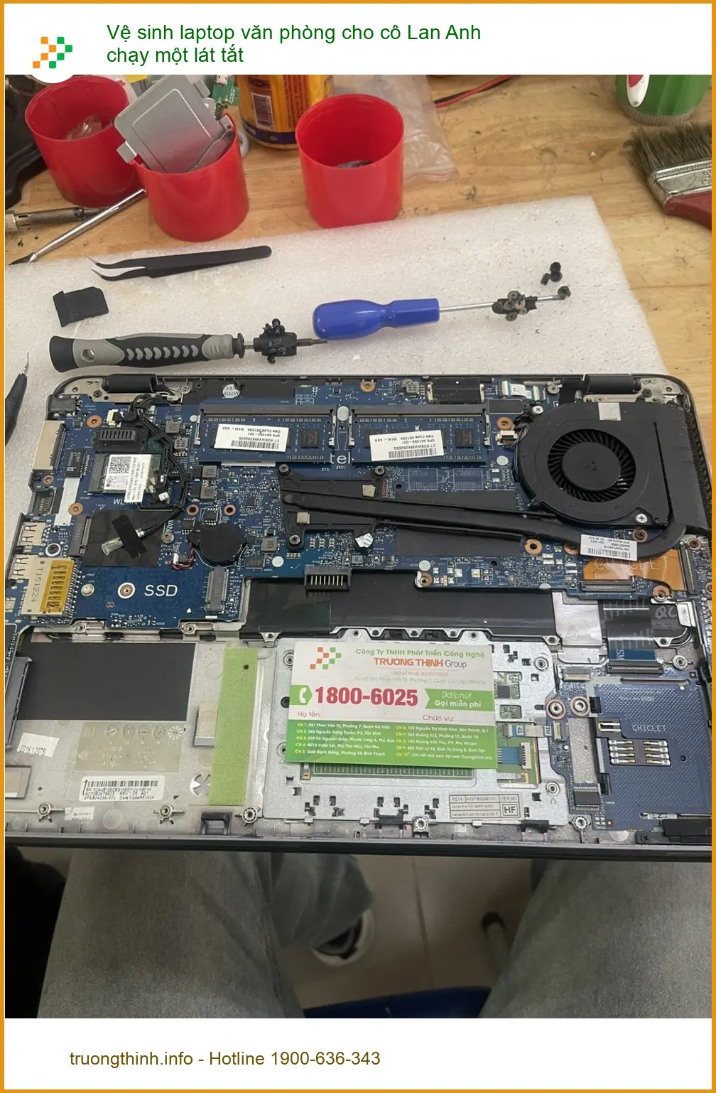 Dịch vụ vệ sinh laptop văn phòng Quận Phú Nhuận - Bác Minh thợ cơ khí máy nóng ran ảnh thực tế 2