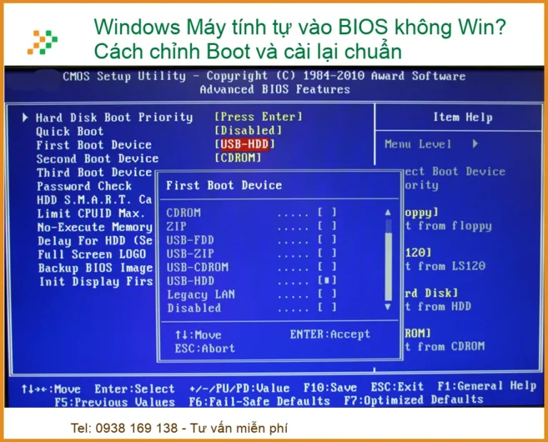 Windows Máy tính tự vào BIOS không Win? Khắc phục nhanh chóng, chuẩn xác