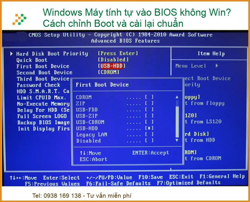 Windows Máy tính tự vào BIOS không Win? Khắc phục nhanh chóng, chuẩn xác
