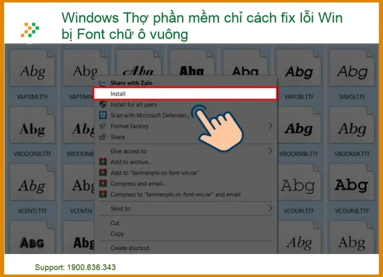 Windows Thợ phần mềm chỉ cách fix lỗi Win bị Font chữ ô vuông triệt để