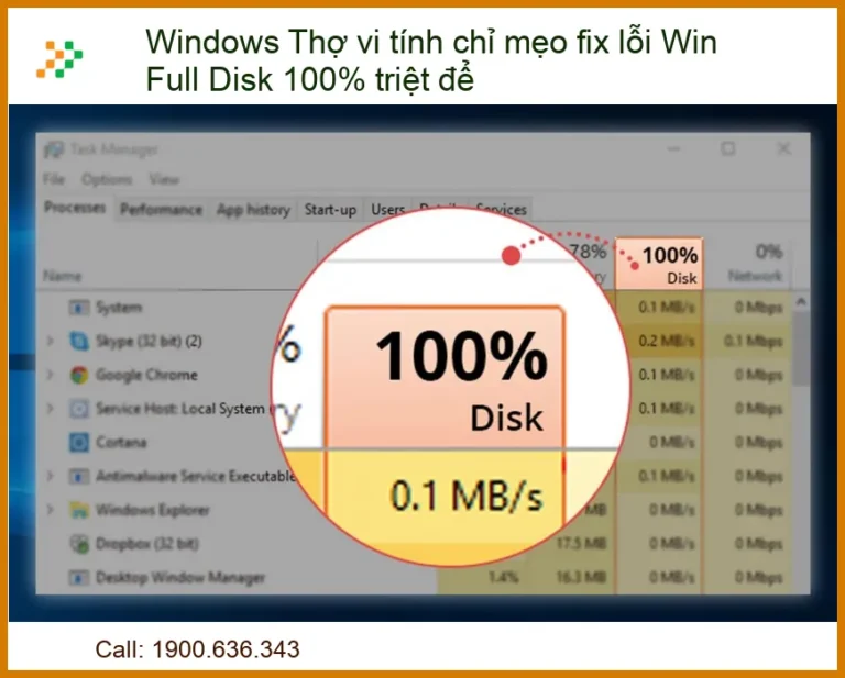 Thợ Máy Tính Bật Mí: Fix Lỗi Full Disk 100% Windows Triệt Để, Nhanh Chóng!