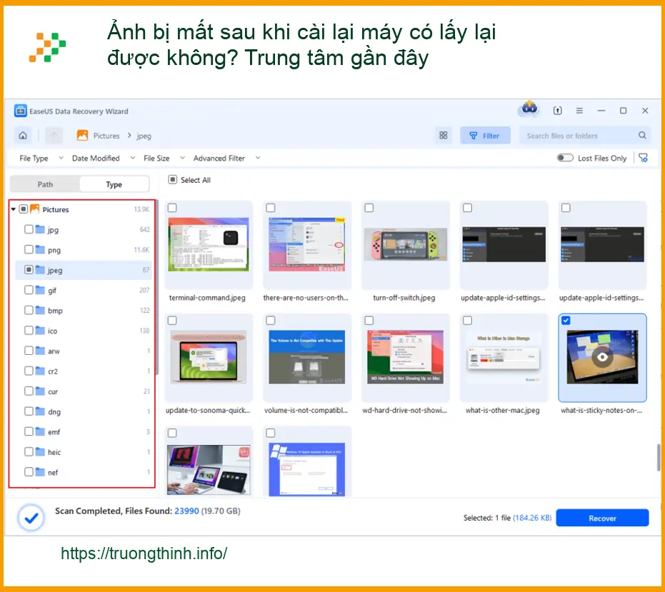 Khôi phục dữ liệu ảnh bị mất sau cài lại máy - Trung tâm cứu dữ liệu
