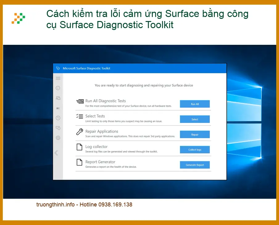 Cách kiểm tra lỗi cảm ứng Surface bằng Diagnostic Toolkit - TPHCM