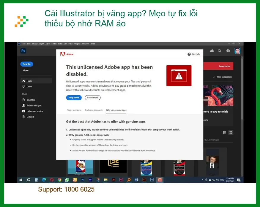 Thủ thuật Cài Illustrator văng app, lỗi RAM ảo - Trung tâm sửa máy tính TPHCM