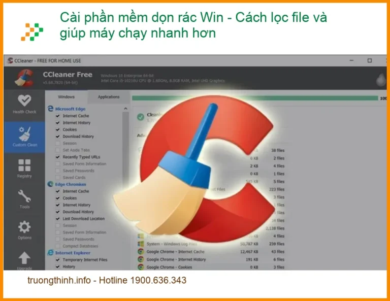 Windows Cài phần mềm dọn rác Win tối ưu hiệu suất - Trung tâm hỗ trợ TPHCM