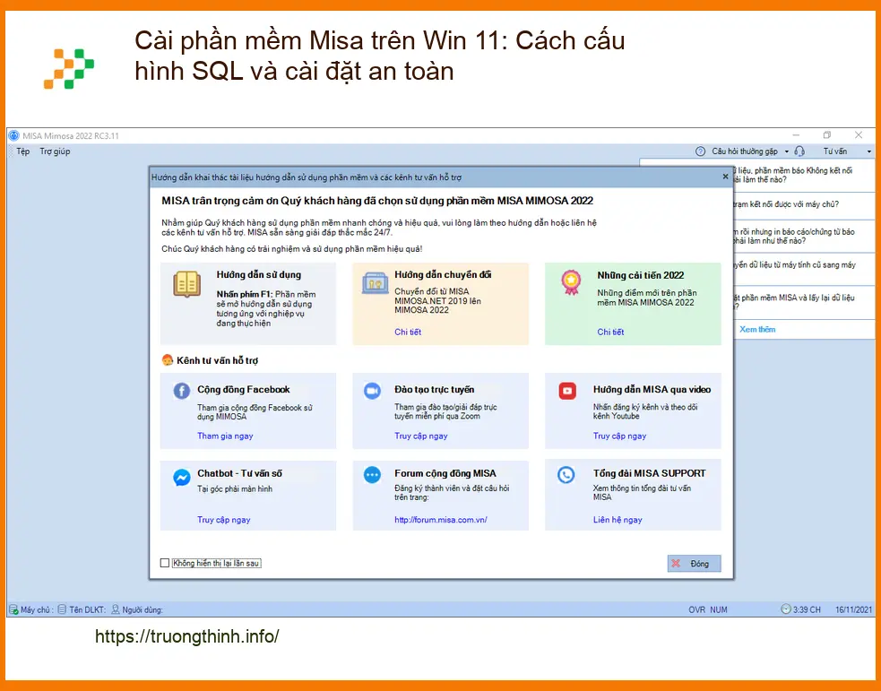 Windows Cài phần mềm Misa trên Win 11 cấu hình SQL - Trung tâm hỗ trợ