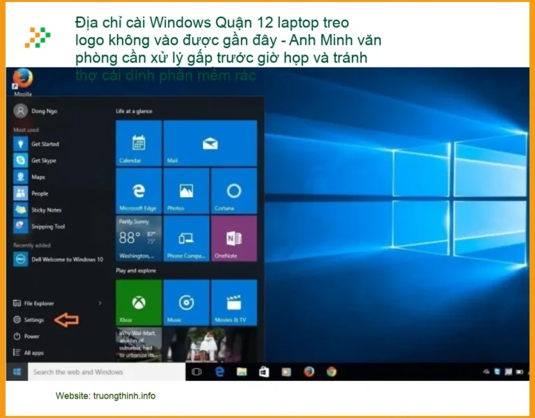Windows cài Quận 12 laptop treo logo không vào được - Trung tâm khắc phục uy tín