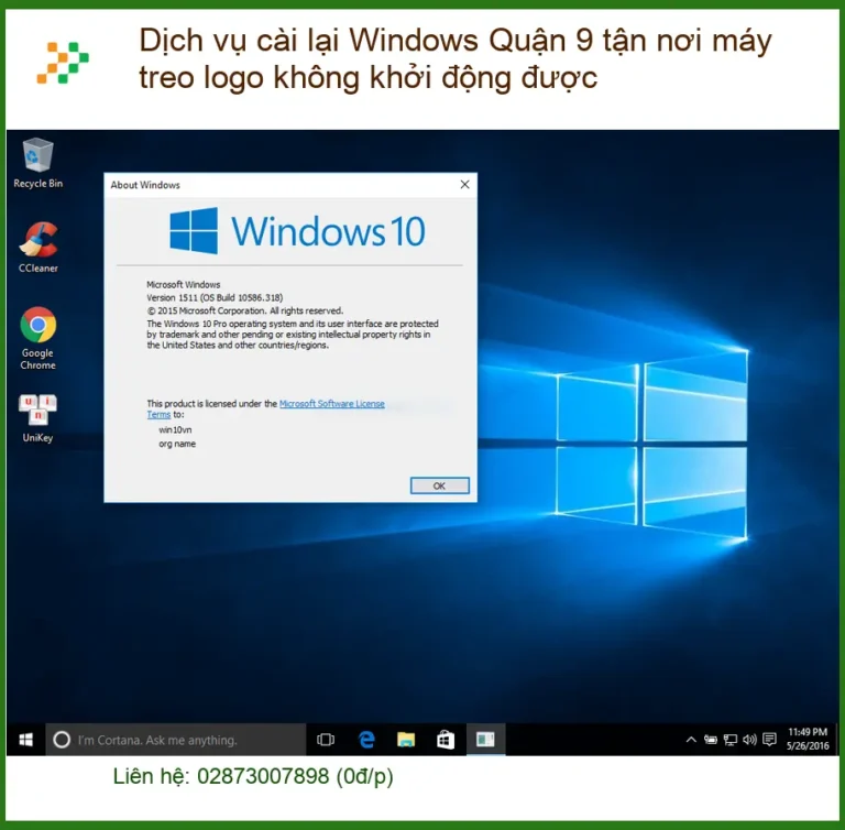 Dịch vụ cài lại Windows Quận 9 tận nơi máy treo logo - Hỗ trợ nhanh