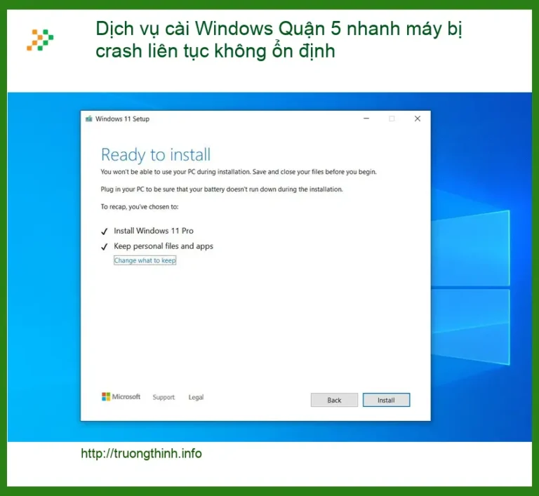 Windows Dịch vụ cài Quận 5 nhanh máy crash liên tục - Khắc phục tận nơi lấy liền