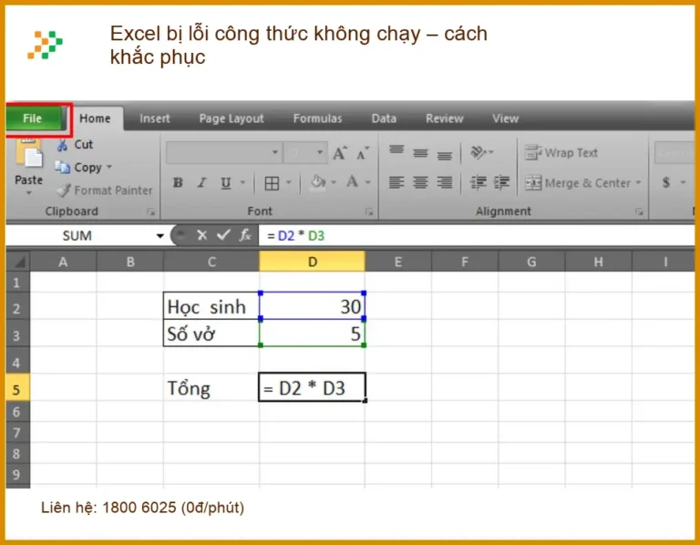 Văn phòng Excel bị lỗi công thức không chạy – Địa chỉ trung tâm hỗ trợ gần đây