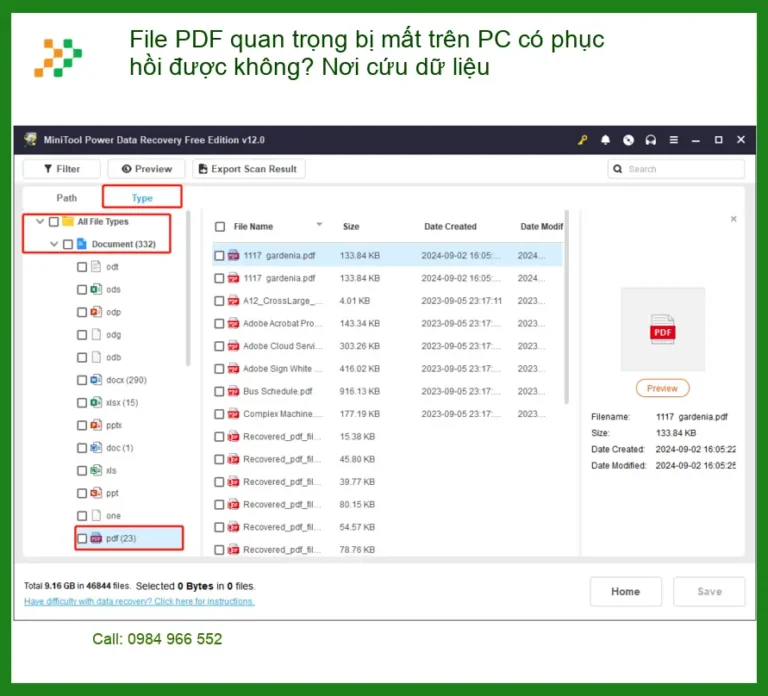 Khôi phục dữ liệu PDF bị mất trên PC - Nơi cứu dữ liệu TPHCM