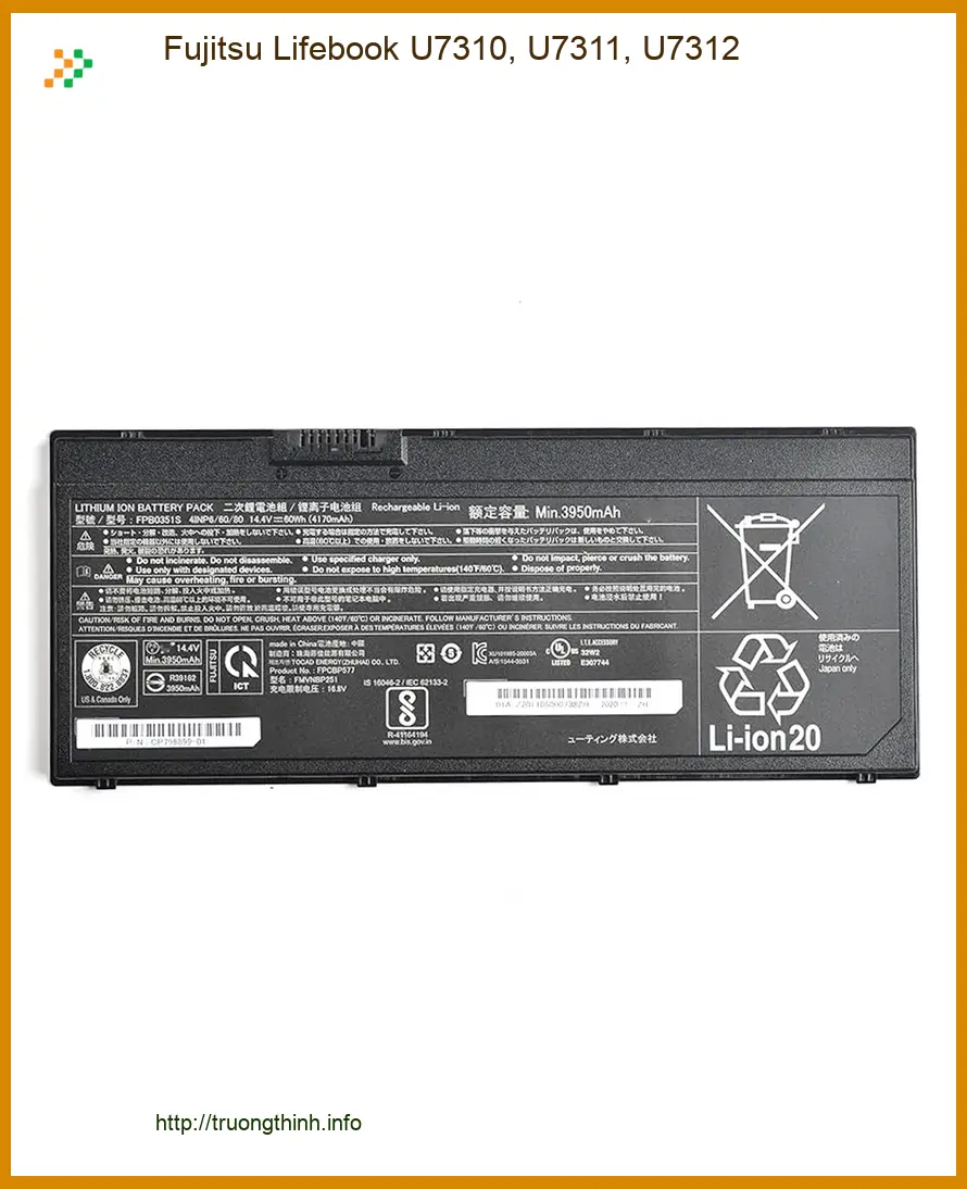 Pin Laptop Fujitsu Lifebook U7310, U7311, U7312 - Thay Pin Giá Rẻ - Trung Tâm TPHCM
