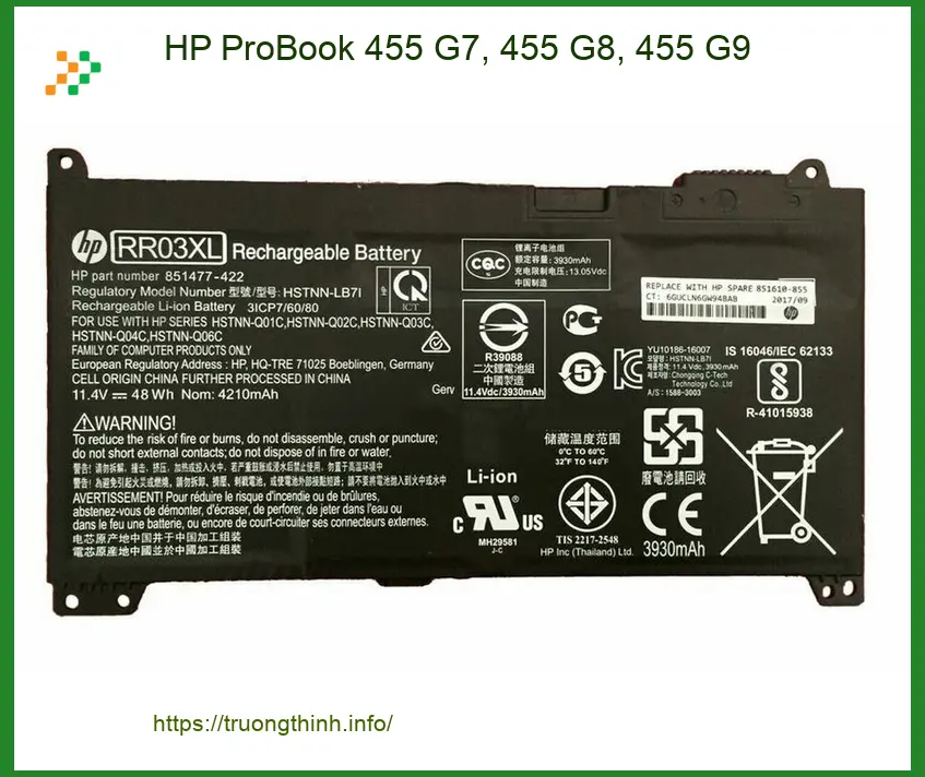 Pin Laptop HP ProBook 455 G7, G8, G9 - Thay Lấy Liền, Giá Rẻ TPHCM