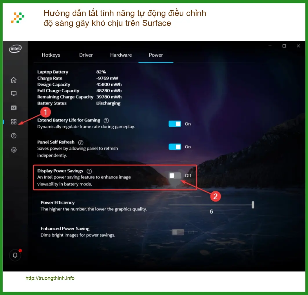 Tắt tự động điều chỉnh độ sáng Surface - Địa chỉ sửa laptop uy tín