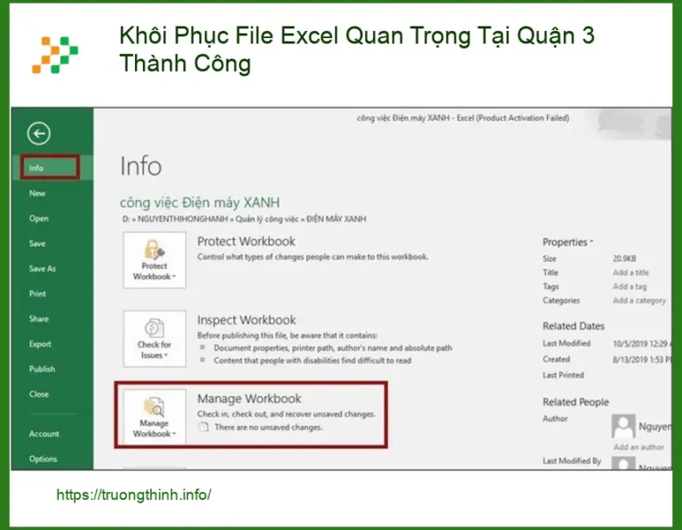 Khôi Phục File Excel Quan Trọng Quận 3 - Dịch vụ khắc phục tận nơi lấy liền