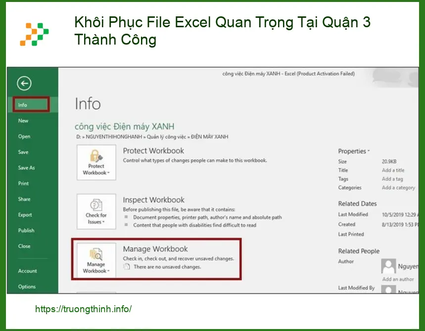 Khôi Phục File Excel Quan Trọng Quận 3 - Dịch vụ khắc phục tận nơi lấy liền