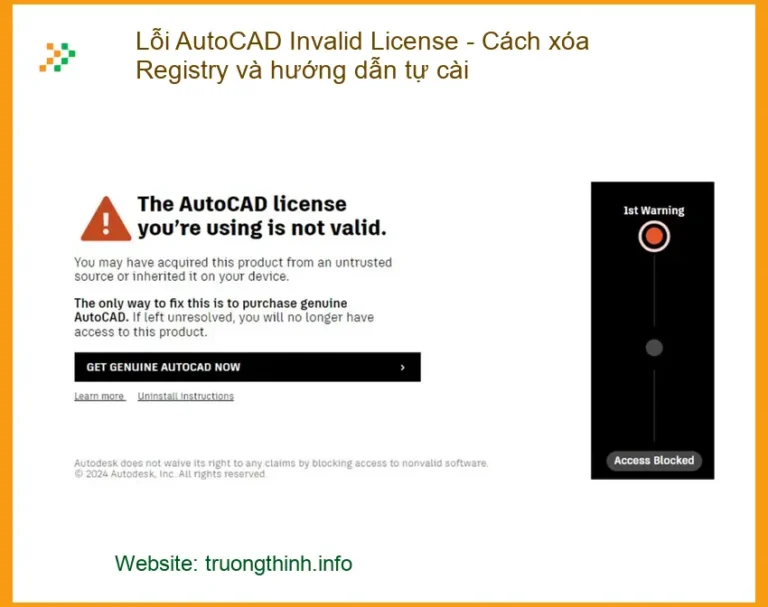 Lỗi AutoCAD Invalid License: Xóa Registry & tự cài - Hướng dẫn
