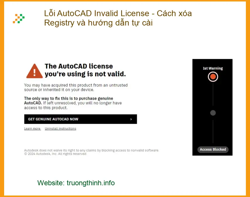 Lỗi AutoCAD Invalid License: Xóa Registry & tự cài - Hướng dẫn