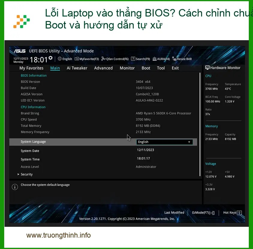 Thủ thuật Phần mềm Lỗi Laptop vào thẳng BIOS? Cách chỉnh Boot - Trung tâm hỗ trợ TPHCM