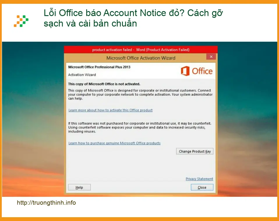 Lỗi Office báo Account Notice đỏ? Gỡ sạch, cài chuẩn - Trung tâm máy tính