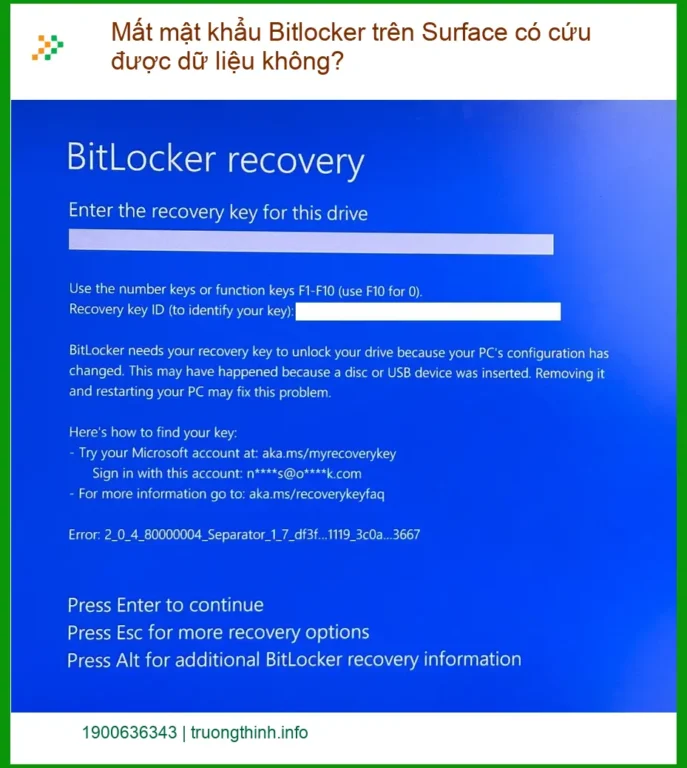 Mất mật khẩu Bitlocker Surface, cứu dữ liệu? - Trung tâm TPHCM