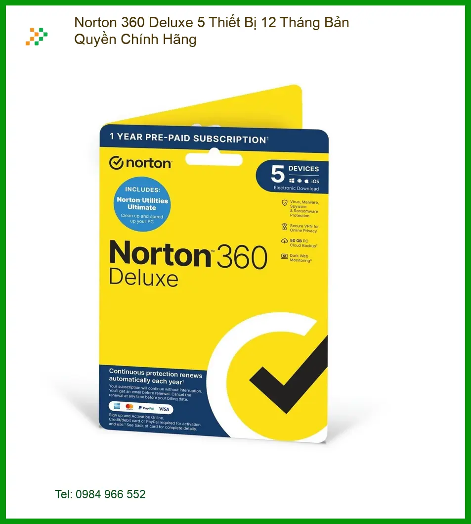 Antivirus Bản Quyền Norton 360 Deluxe 5 Thiết Bị Chính Hãng