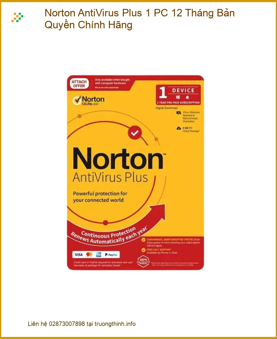 Norton AntiVirus Plus 1 PC - Trung Tâm Uỷ Quyền TPHCM