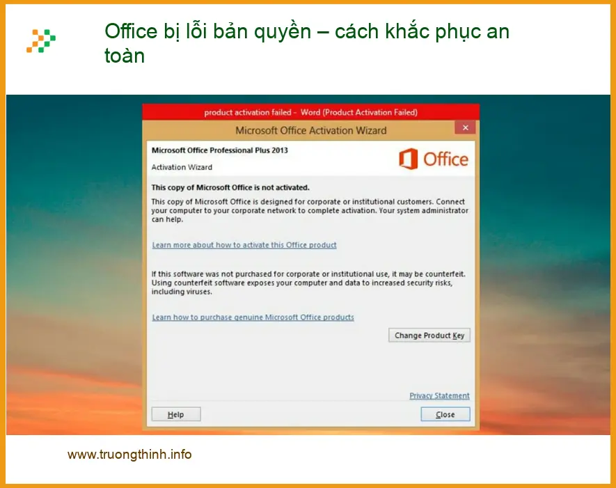 Văn phòng Office bị lỗi bản quyền – Dịch vụ khắc phục tận nơi TPHCM