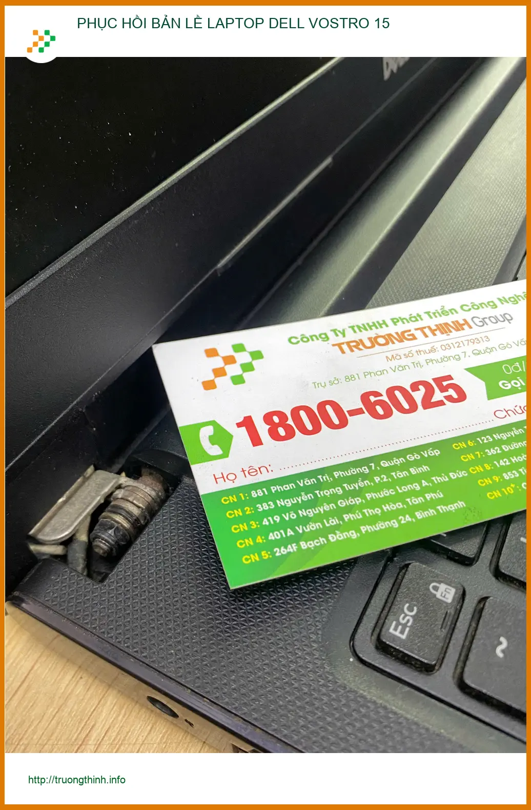 Anh Khôi nhân viên văn phòng phục hồi bản lề laptop Dell Vostro 15 ở Quận 12 ảnh thực tế 2