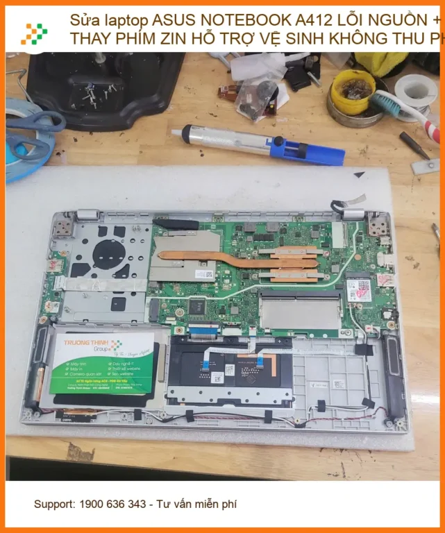 Chị Mai nhân viên thiết kế sửa ASUS NOTEBOOK A412 lỗi nguồn, thay phím Q. Phú Nhuận