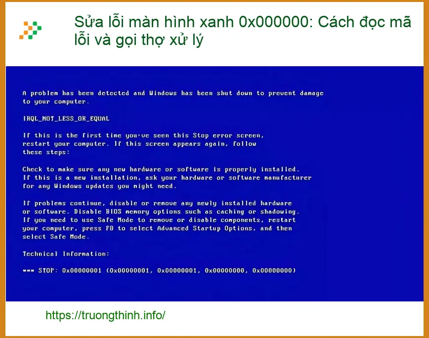 Thủ thuật Sửa lỗi màn hình xanh 0x000000: Đọc mã - Trung tâm hỗ trợ gần đây
