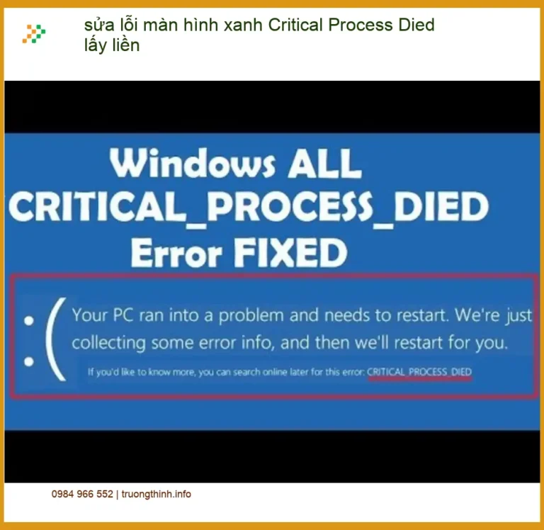 Sửa Laptop màn hình xanh Critical Process Died lấy liền - Địa chỉ TPHCM