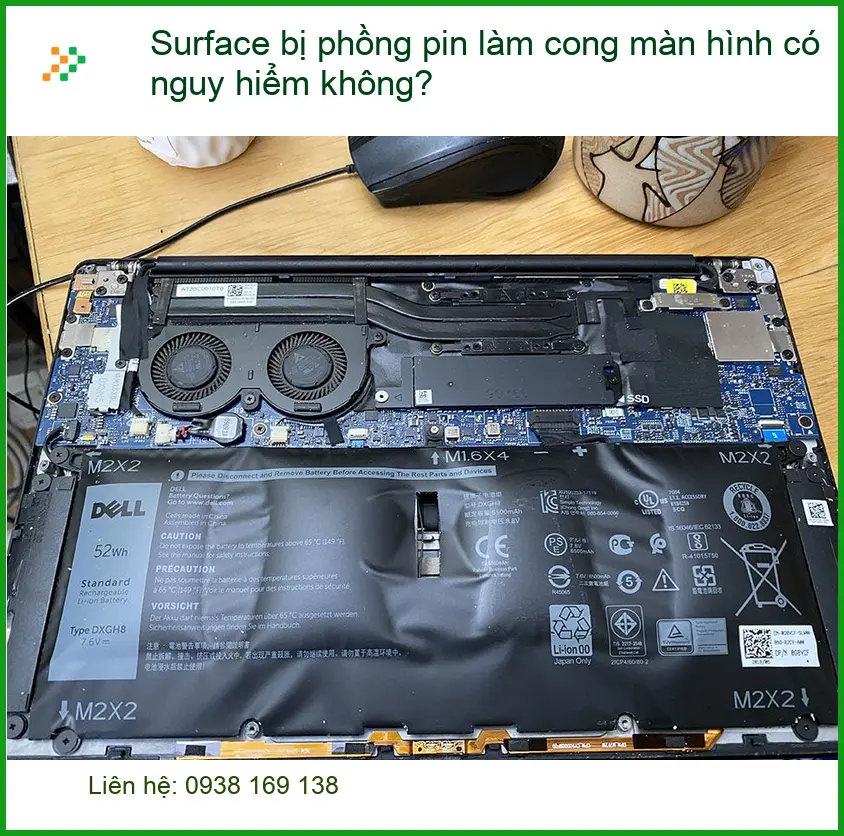 Surface bị phồng pin cong màn hình nguy hiểm không? - Trung tâm sửa chữa TPHCM