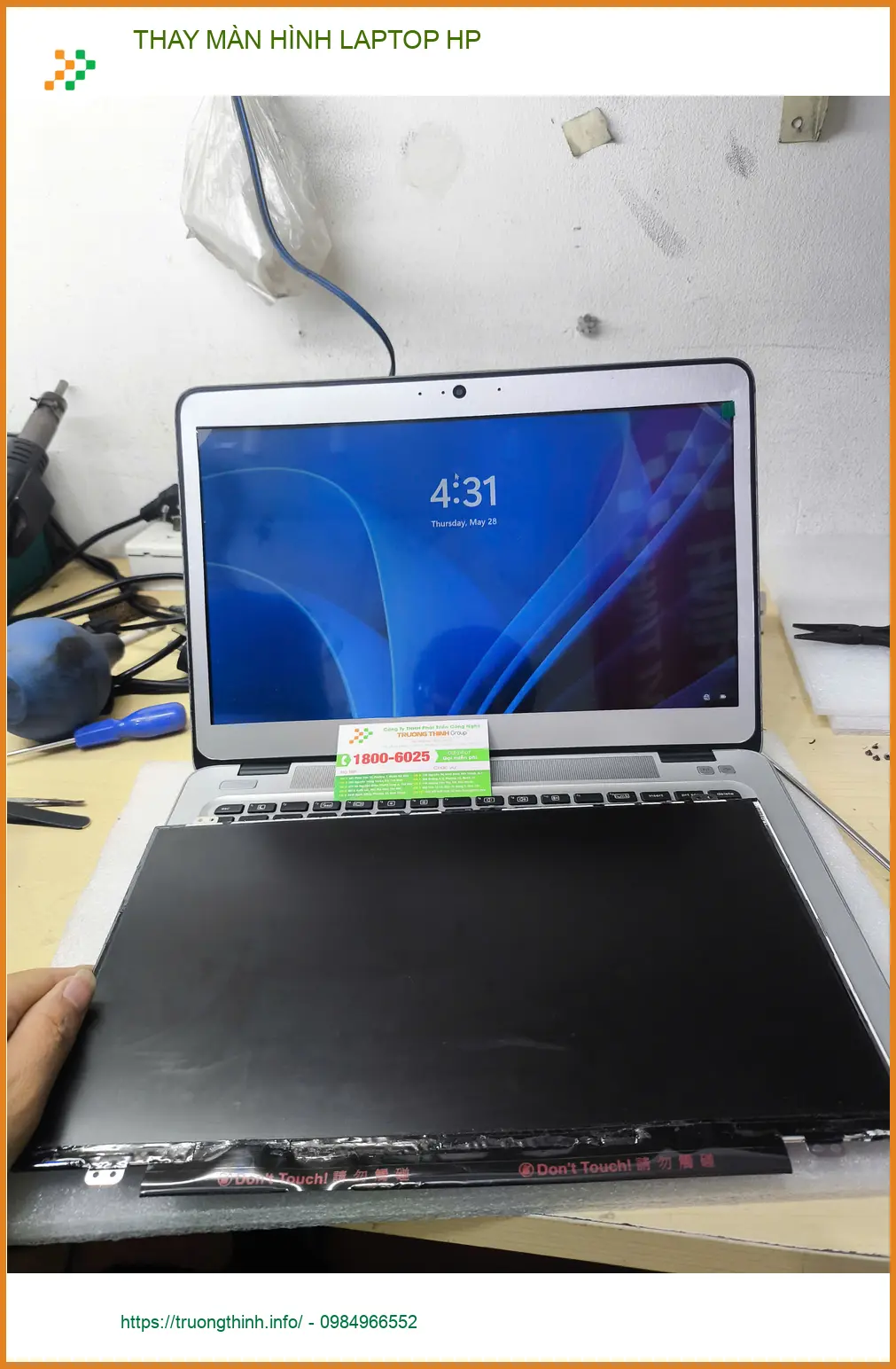 Chị Tuyết Lan giảng viên đại học và ca thay màn hình laptop HP bị vỡ ở Quận Gò Vấp ảnh thực tế 1
