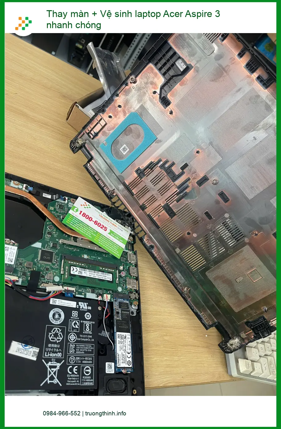 Anh Tấn designer đồ họa cần Thay màn - Vệ sinh laptop Acer Aspire 3 nhanh Quận Phú Nhuận ảnh thực tế 1
