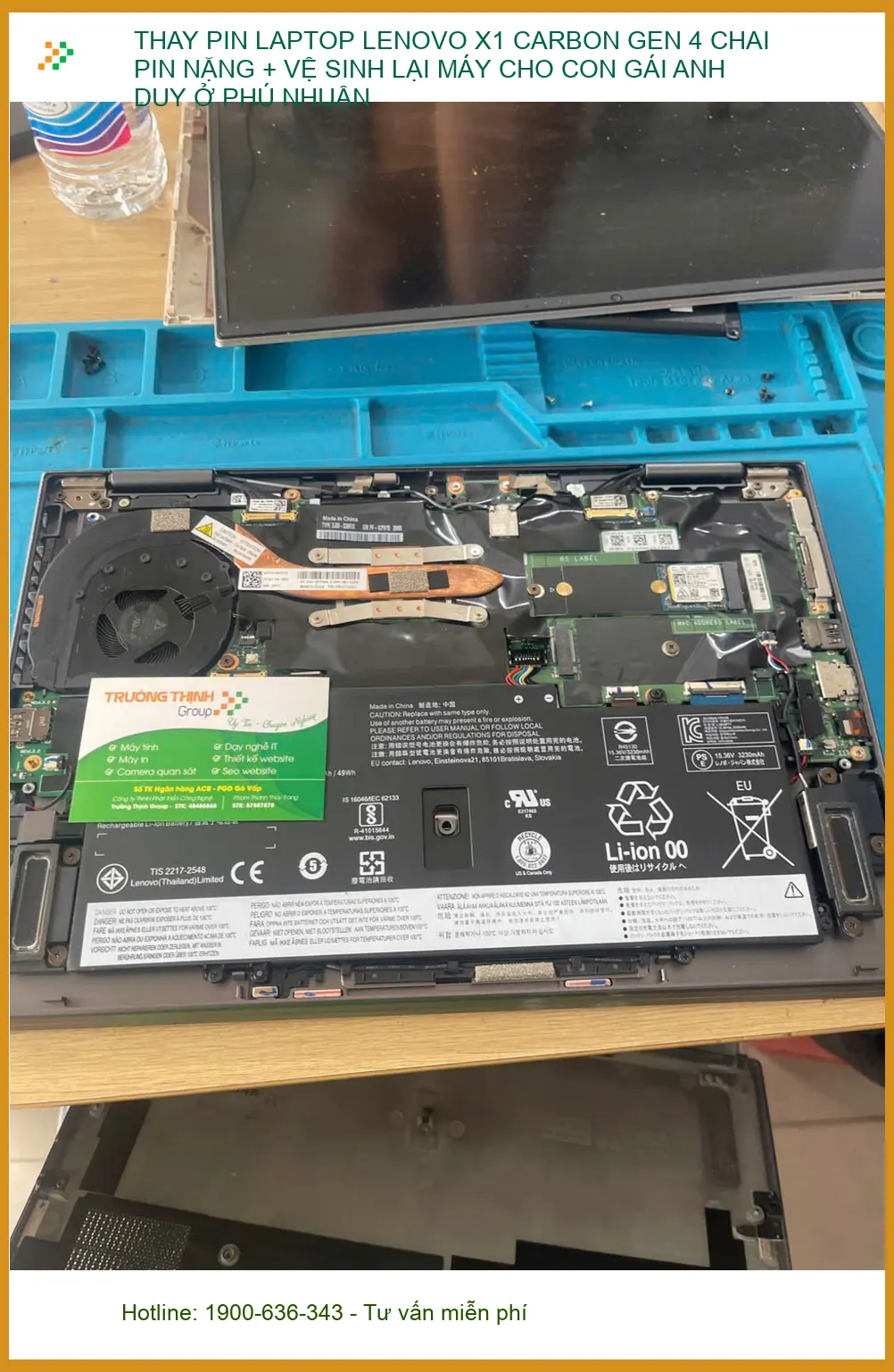 Dịch vụ thay pin, vệ sinh laptop Lenovo X1 Carbon Gen 4 cho anh Bách ở Phú Nhuận