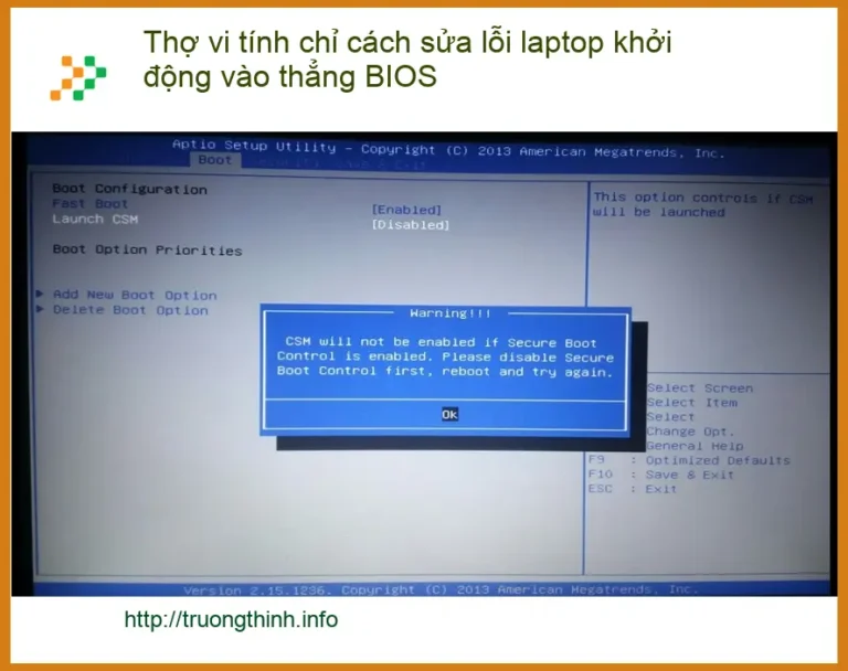 Thủ thuật sửa lỗi laptop vào BIOS - Địa chỉ trung tâm hỗ trợ TPHCM